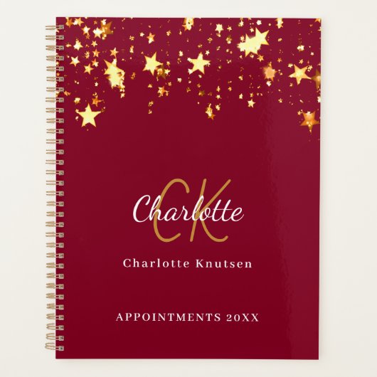 Bourgogne or étoile nom monogramme 2026 (Devant)