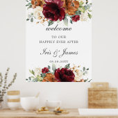 Bourgogne Orange Ivory Floral Mariage Affiche de b (Cuisine)