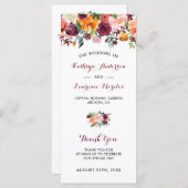 Bourgogne Orange Rose Fleurs Programme de mariage (Devant / Derrière)