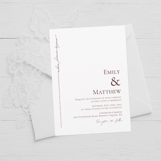 Bourgogne où Forever commence Faire-part de mariag