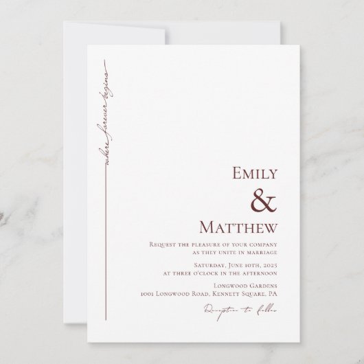 Bourgogne où Forever commence Faire-part de mariag (Devant)