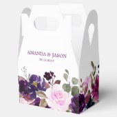 Bourgogne Paarse Bloemen Rustieke Boho Bruiloft Bedankdoosjes (Geopend)