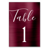 Bourgogne Paarse bruiloft metalen tafel nummer Kaart (Achterkant)