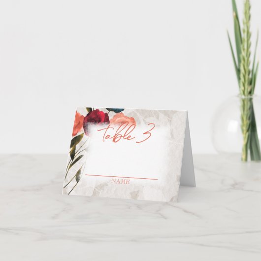 Bourgogne, Pêcher Roses pliés Mariage Nom de la ta (Devant)