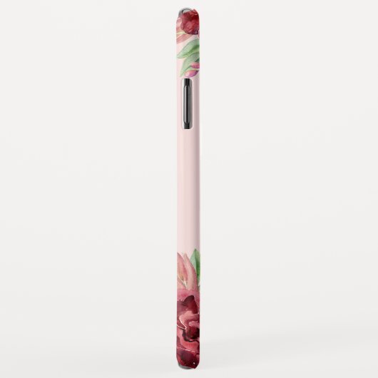 Bourgogne Perzik Blush Bloemen Roos Monogram Case-Mate iPhone Case (Achterkant/rechts)