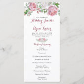 Bourgogne Pink Chic Rose Floral Wedding Programme (Devant)