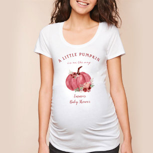 Bourgogne Pompoen Herfst Baby shower Naam T-shirt