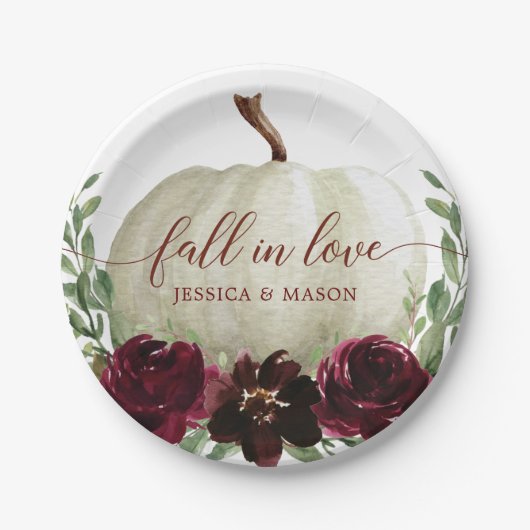 Bourgogne Pompoen Herfst Papier Borden Papieren Bordje (Voorkant)