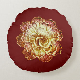 Bourgogne (primair) & Cream Rosette Elegance Round Rond Kussen