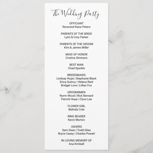 Bourgogne Programme de mariage floral et vert (Dos)