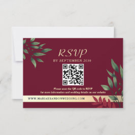 Bourgogne QR Code Fall Wedding RSVP Kaartje