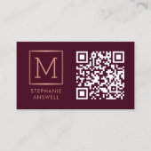 Bourgogne QR Code Logo Monogram Roos Gold Visitekaartje (Voorkant)