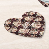 Bourgogne Red Blush Bloemen Huwelijk Kartonnen Onderzetters (Gekanteld)