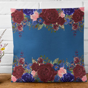 Bourgogne Red Classic Blauw Navy Roos Flower Kussen