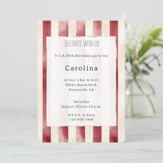 Bourgogne Red Cream 50ste verjaardag Kaart (Staand voorkant)