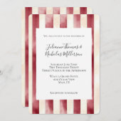 Bourgogne Red Cream Stripes bruiloft Kaart (Voorkant / Achterkant)