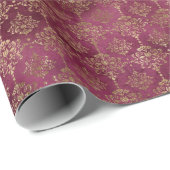 Bourgogne Red Gold Damask Cadeaupapier (Rol Hoek)