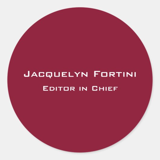 Bourgogne Red Plain Elegant Modern Minimalist Ronde Sticker (Voorkant)