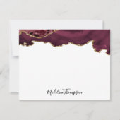 Bourgogne Red Velvet Agate Geode Script Typografie Notitiekaartje (Voorkant)