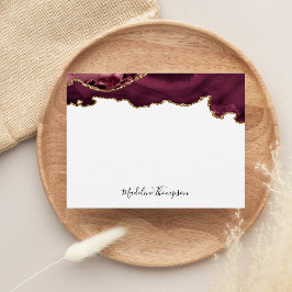 Bourgogne Red Velvet Agate Geode Script Typografie Notitiekaartje