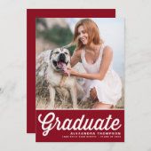 Bourgogne Retro Bold Typografie Foto Afstuderen Aankondiging (Voorkant / Achterkant)