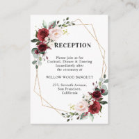 Bourgogne Rode Bloemen Geometrische bruiloft recep