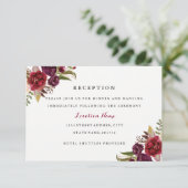 Bourgogne Rode Bloemen Herfst Bruiloft Receptie Ka Informatiekaartje (Staand voorkant)