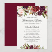 Bourgogne Rode Bloemen Pensioen Partij Kaart (Voorkant / Achterkant)