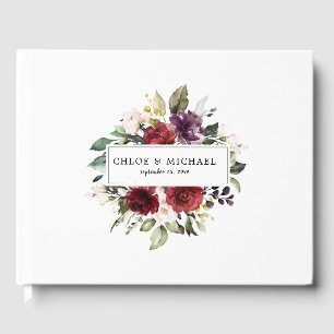 Bourgogne Rode Blush Roze Paarse Roos Bloemen Huwe Gastenboek