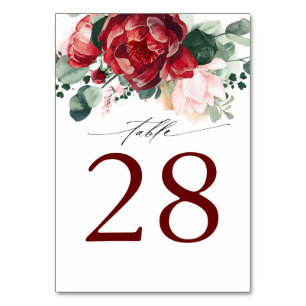 Bourgogne Rode en Roze Trouwtafel Aantal Kaarten