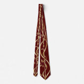 Bourgogne Rode Gouden Bloemen Custom Necktie Stropdas (Achterkant)