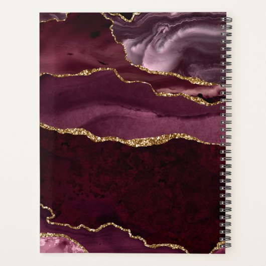 Bourgogne Rode Gouden Glitter Agaat Zakelijke Logo Planner (Achterkant)