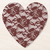 Bourgogne Rode Kant Bloemen Kartonnen Onderzetters (Voorkant)