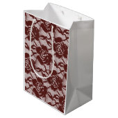 Bourgogne Rode Kant Bloemen Medium Cadeauzakje (Achterkant Gekanteld)