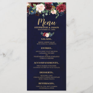 Bourgogne Rode Marine Bloemen Rustieke Boho Bruilo Menu