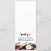 Bourgogne Rode Marine Bloemen Rustieke Boho Bruilo Menu (Achterkant)