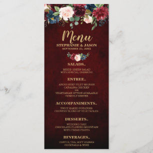 Bourgogne Rode Marine Bloemen Rustieke Boho Bruilo Menu