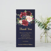 Bourgogne Rode Marine Bloemen Rustieke Boho Dank u Bedankkaart (Staand voorkant)