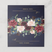 Bourgogne Rode Marine Bloemen Rustieke Boho Place  (Buitenkant ongevouwen)