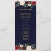 Bourgogne Rode Marine Bloemen Rustieke Boho Progra Programma (Achterkant)