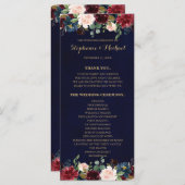 Bourgogne Rode Marine Bloemen Rustieke Boho Progra Programma (Voorkant / Achterkant)