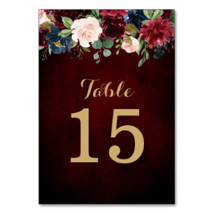 Bourgogne Rode Marine Bloemen Rustieke Boho Tafeln Kaart