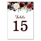 Bourgogne Rode Marine Bloemen Rustieke Boho Tafeln Kaart (Achterkant)