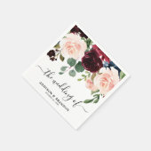 Bourgogne Rode Marine Blush Bloemen Trouwpapier Servet (Hoek)