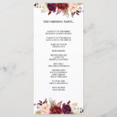 Bourgogne Rode Marsa Bloemen Rustieke Boho Program Programma (Achterkant)