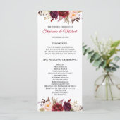 Bourgogne Rode Marsa Bloemen Rustieke Boho Program Programma (Staand voorkant)