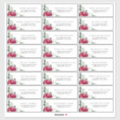 Bourgogne Rode Pioen Navy Gastennamen Adresetikett Sticker (Vel)