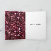 Bourgogne Rode Roze Glitter Harten Kaart (Binnen)