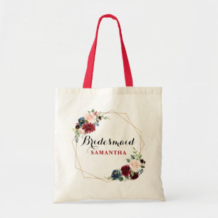 Bourgogne Rode waterverf Bloemen Bruidsmeisje cade Tote Bag