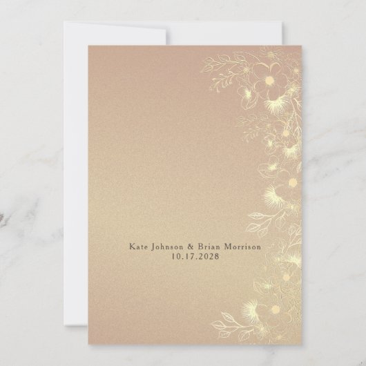 Bourgogne romantique et Faire-part de mariage d'or (Dos)